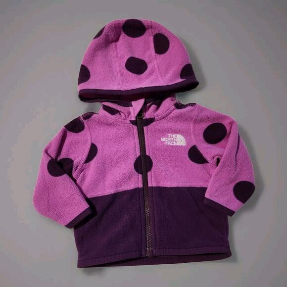 NORTHFACE PURPLE‎ POLKA DOT BABY GIRL FLEECE SWEATER 3-6MONTHS - Picture 1 of 2